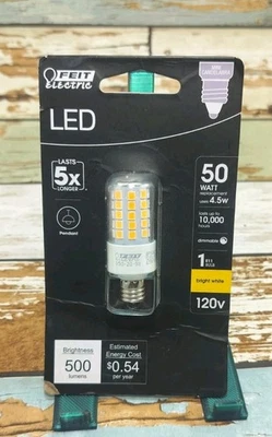 Feit Electric 50-Watt Equivalent Bright White (3000K) T4 Mini Candelabra - Image 1 of 3