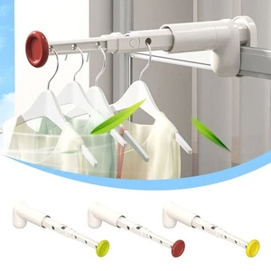 Foldable Clothes Hanger Rod Punch-Free Telescopic Clothes Rack Travel - Picture 1 of 10