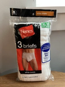 New Old Stock- Hanes Underwear White Mens Briefs Sz XL 40-42 3-pack 2010 - Picture 1 of 6