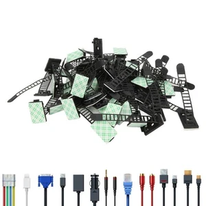 _50PCS Desk Wire Organizer Cable Zip Ties Self‑Adhesive Cord Keeper Harness M - Photo 1/24