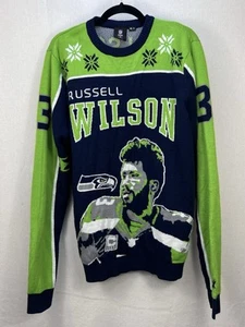 SEATTLE SEAHAWKS Football Sweater Mens XL Green Russell Wilson #3 NFL Pullover - Picture 1 of 6