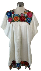 Poncho Vestido Guatemalteco Vintage Bordado a Mano Textil Floral Boho LEER - Imagen 1 de 15