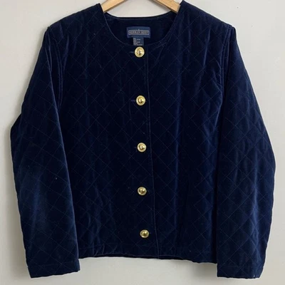 Blazer Vintage Herman Geist Azul Acolchado Terciopelo Botones Dorados Talla L Silencioso Lujo Foto 1 de 4
