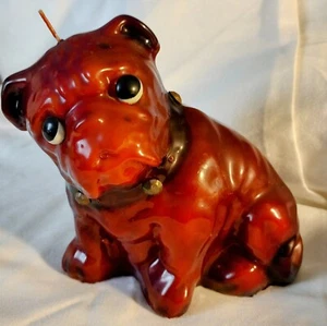 Bulldog Candle Red Vintage Handmade?? Rare?? 7"x7"x4" Puppy Dog - Picture 1 of 7
