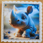 Kartka z życzeniami 3D °uroczy nosorożec ° urodziny zwierzęta zoo natura ręcznie robiona