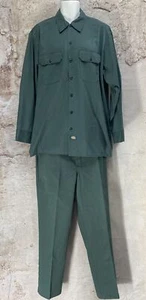 DICKIES mechanic Workwear work shirt Pants Set Vintage Green XL-Tall 40x31 W7 - Picture 1 of 10