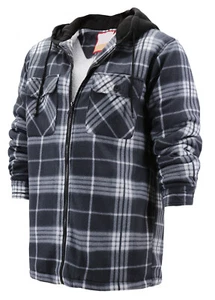 Men's Flannel Fleece Lined Plaid Sherpa Hoodie Jacket Size M - Picture 1 of 3