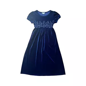 Vintage My Michelle Velvet Dress 16 Blue Beaded Empire Waist Regency Whimsigoth - Picture 1 of 10
