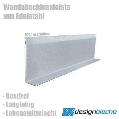 Edelstahl Wandabschlussleiste Sockelleiste bis 300cm Fußleiste V2A Bodenleisten - Bild 1 von 3
