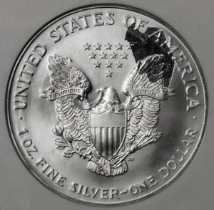 1999 NGC MS67 Huge Struck ThruSilver American Eagle Dollar Mint Error - Picture 1 of 5