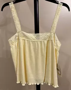 Rewind Cropped Tank Top Medium Halter Eyelet Embellished Yellow New NWT - Picture 1 of 6