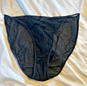 Vintage DONNA LOren Embroidered Floral Sheer Mesh String High Waist Cut 3X Black - Picture 1 of 11