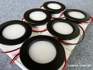 12v LED Spotlights Campervan - Switched Downlight/Dimmable Motorhome Black x 6 - Picture 1 of 7
