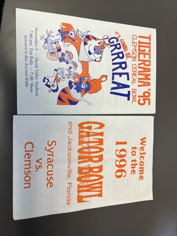 Clemson Tigers Tigerama Pep Rally 1995 and gator bowl 1996 Program Cover