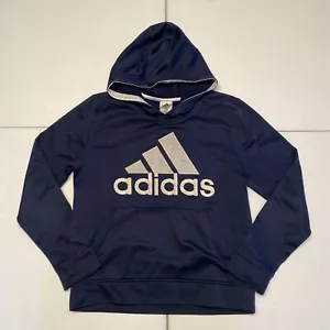 Adidas Youth Large Navy Blue Hoodie Hooded Sweatshirt - Picture 1 of 9