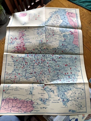 Europe Base Map - C. S. Hammond Air Force WWII Strategy Vintage Axis Stronghold - Image 1 of 4