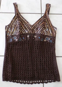 Boston Proper Vintage Y2K 90er Babydoll Tank Fairygoth Whimsi Pailletten Häkel M H175 - Bild 1 von 8