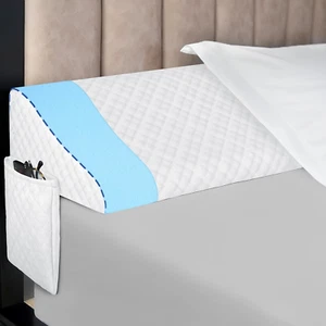 QUEEN Size Wedge Pillow for Headboard - Gap Filler Pillow Stopper 2 Side Pockets - Picture 1 of 8