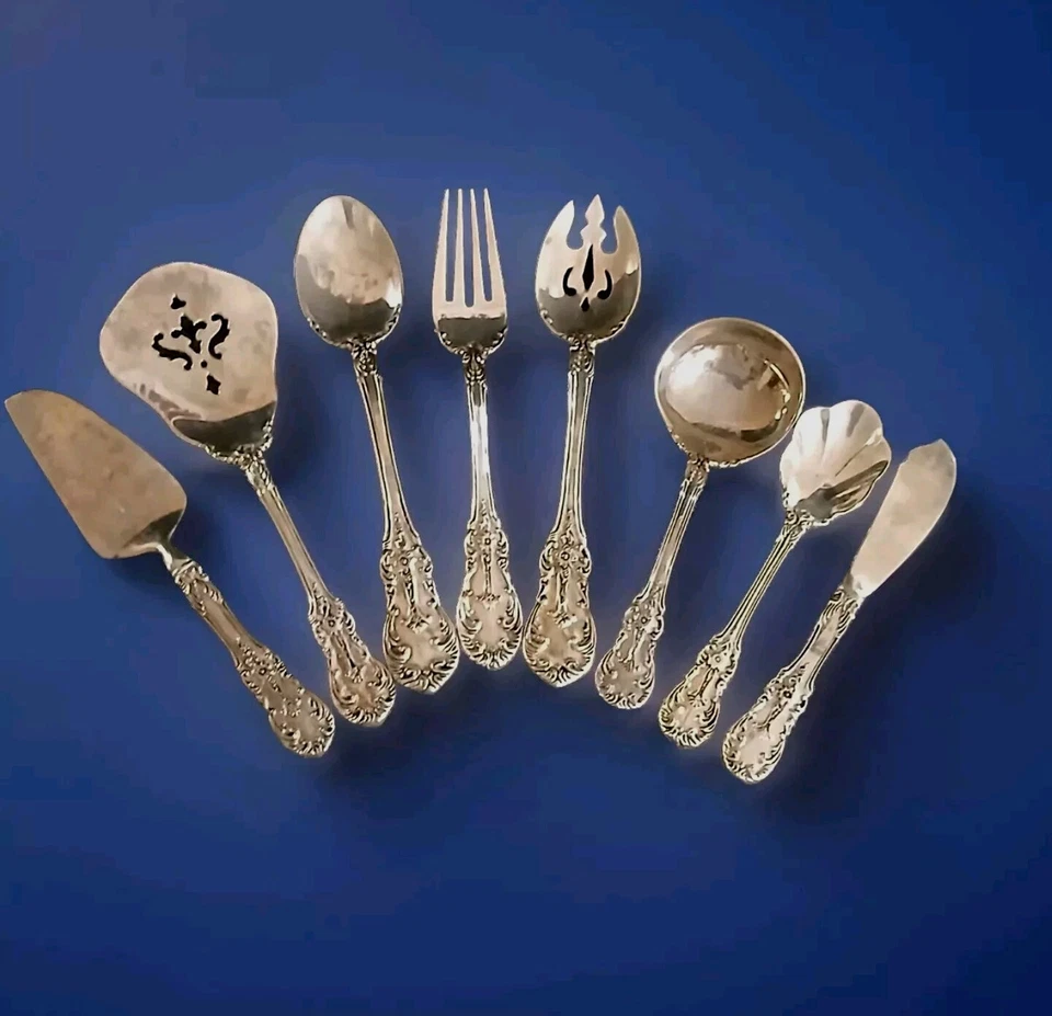 Juego de utensilios para servir chapados en plata de toalla de colección 8 piezas Foto 1 de 4