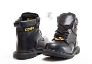 Men Work Boot Cobra C826 Soft Toe Black Leather Goodyear Welt Construction New - Picture 1 of 6