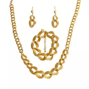 Juego de pendientes de pulsera de oro real de 18 K en capas - Imagen 1 de 8