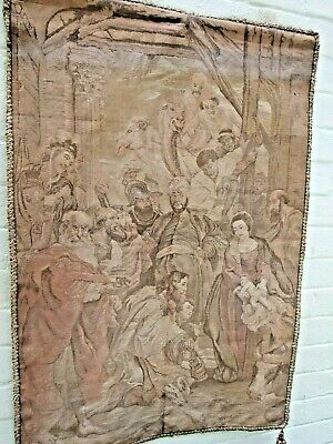 Antique Peter Paul Rubens French Tapestry  Adoration Of The Magi''Signed 1890's  • 875$