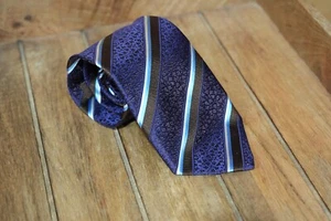 Ermenegildo Zegna Recent Purple Blue Brown Stripe Silk Tie Made Italy - Bild 1 von 2