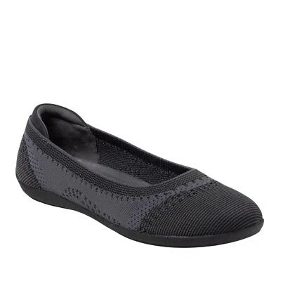 Dearfoams Women's Misty Ballet Flat Slip On Shoes 78000DCOM Black/Grey 6H - Image 1 of 4