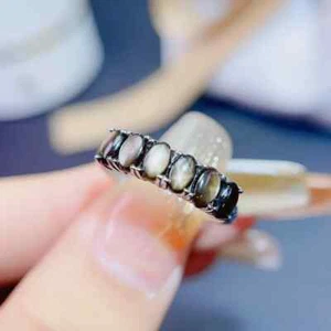 Star Sapphire, Natural Star Sapphire Ring, Star Light Sapphire Band Ring Genuine - Picture 1 of 6
