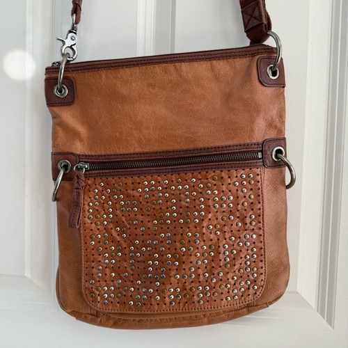 Borsa a tracolla The Sak in pelle rivettata oro argento