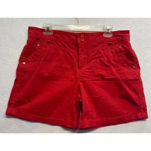 Vintage Intro Casual Elegance Red Stretch Chino Shorts Size 12 - Picture 1 of 13