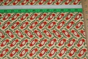Cream Background Rust Flower Design Fabric Sewing Quilting Craft 36 x22" - Picture 1 of 2
