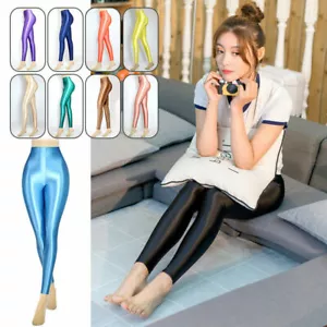 Leggings donna glitter lucido raso lucido opaco wetlook lucido yoga jeggings - Foto 1 di 46