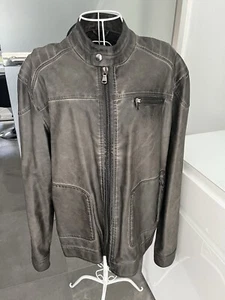 RINO & PELLE Leder Imitat Faux Herren JACKE grau braun 54 XL gefüttert - Bild 1 von 6