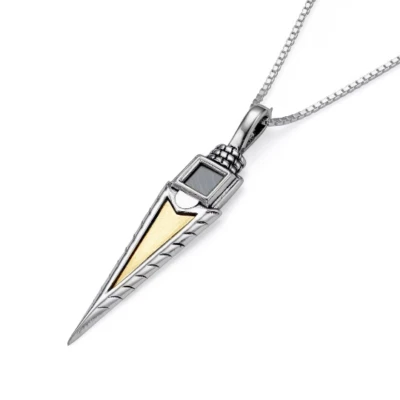 Hebrew Nano Bible Sword Necklace w/ Microfilm 925 Sterling Silver & Gold Jewelry - Изображение 1 из 4
