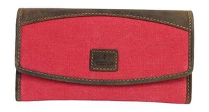 Cactus Ladies Red Canvas Flap Over Purse Wallet Mala with RFID Protection - Picture 1 of 1