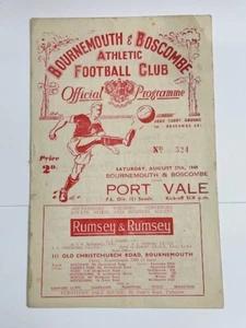 1949/50 BOURNEMOUTH V PORT VALE 27-08-1949 DIVISION 3 SOUTH - Picture 1 of 1