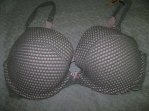NWT VICTORIA'S SECRET PLUNGE BRA 36D PINK SILVER GRAY GREY COMFY COTTON - Picture 1 of 3