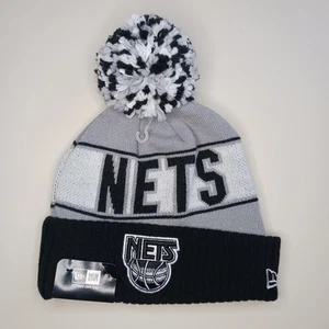 Brooklyn Nets New Era Wintermütze Mütze Strick Beanie Bündchen Bommel schwarz grau NBA OSFA - Bild 1 von 12