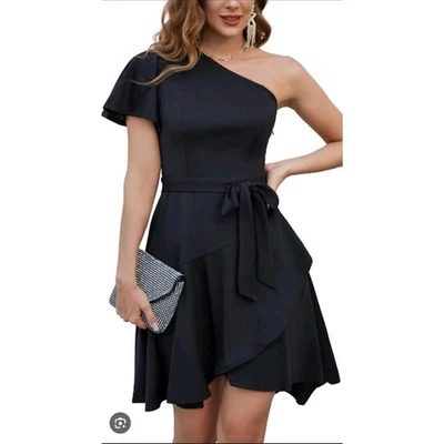 Grace Karin Women's One Shoulder Cocktail Dress Sz M Black Tie Special Occasion - Image 1 of 4