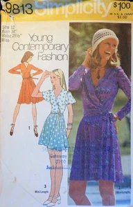 Vintage 70er Jahre Simplicity 9813 Wickelbluse ausgestelltes Kleid SCHNITTMUSTER 12 34 Brustweite - Bild 1 von 5