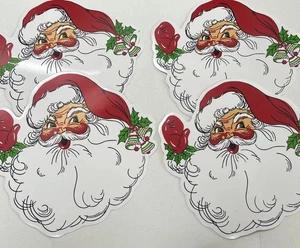 Vintage Kitsch Weihnachtsmann Kopf Tischsets 4er Set - lustige Feiertage Esszimmer Dekor 14" - Bild 1 von 3
