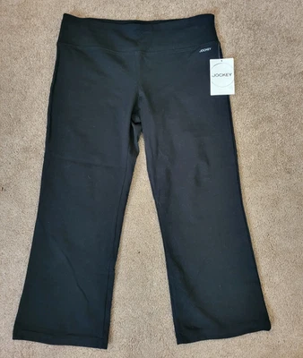 Jockey Women's Cotton Stretch Slim Flare Capri Pant Black Size M NEW - Image 1 of 4