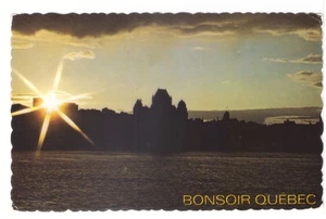 Quebec City Skyline Viewed From River At Sunset 1986 Postcard Slogan Cancel - Picture 1 of 2