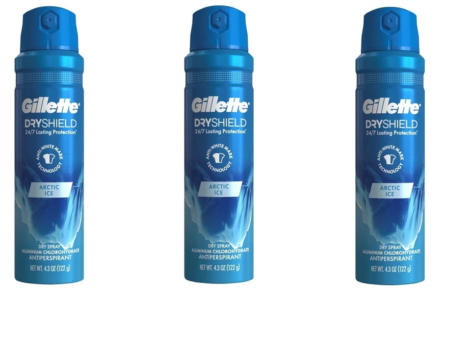 Lote de 3 NUEVO Gillette Antitranspirante Spray Seco Desodorante Hielo Ártico 4.3 OZ Foto 1 de 1