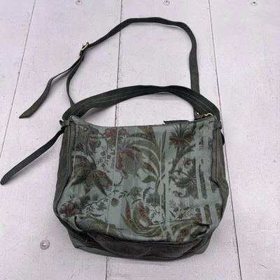 Caterina Lucchi Shoulder Bag Womens Green Leather Floral Print Made in Italy - Image 1 of 4