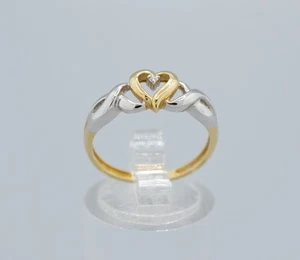 (MA4) Ladies 10K two tone Gold Solitaire Diamond Ring .01 ctw 1.7 Grams Size 6.5 - Picture 1 of 5