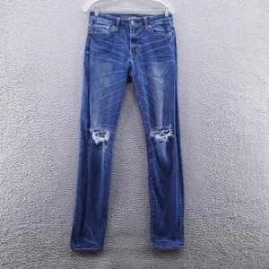 American Eagle Slim Straight Jeans 30x34 Blue Mens Low Rise Medium Wash Flex - Picture 1 of 16
