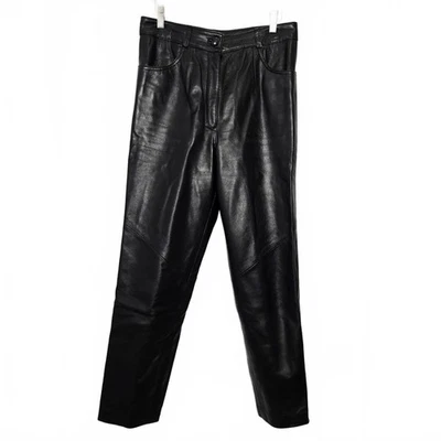 Vintage Leather Pants Women's 30" Waist Black High Rise Tapered Leg Classic Chic - Image 1 of 4