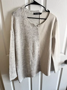 European Culture Sweater Women’s M Grey Oversized Hi-Lo Asymmetrical Lagenlook - Picture 1 of 10